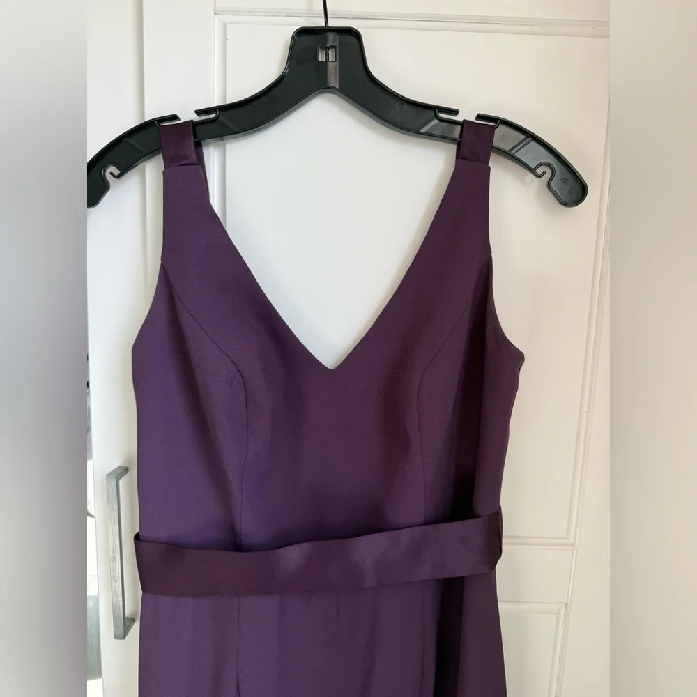 Plum V-Neck Vera Wang Bridesmaid Dress - Picture 2 of 5